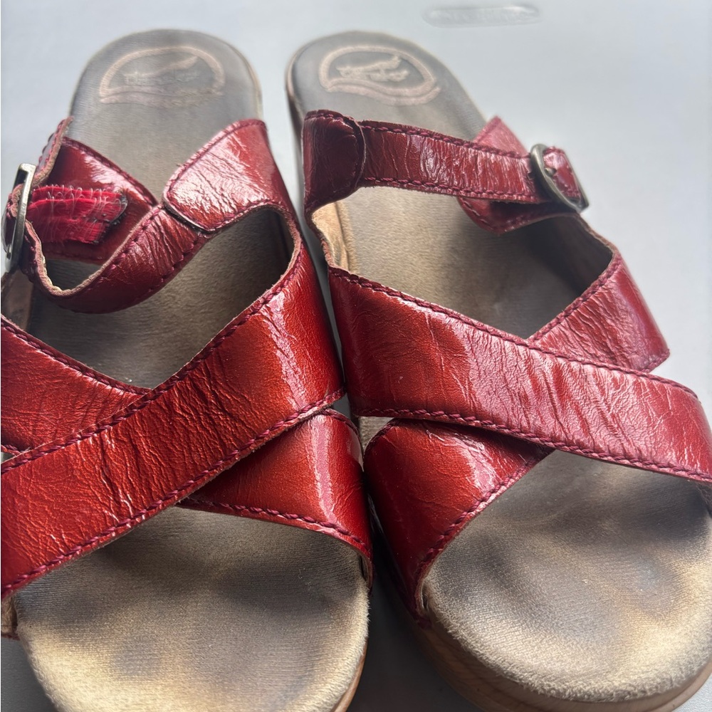 Women's Red Leather Sandals